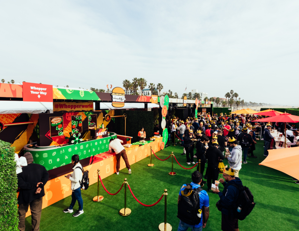 Burger King pop-up stall at Santa Monica Beach event.